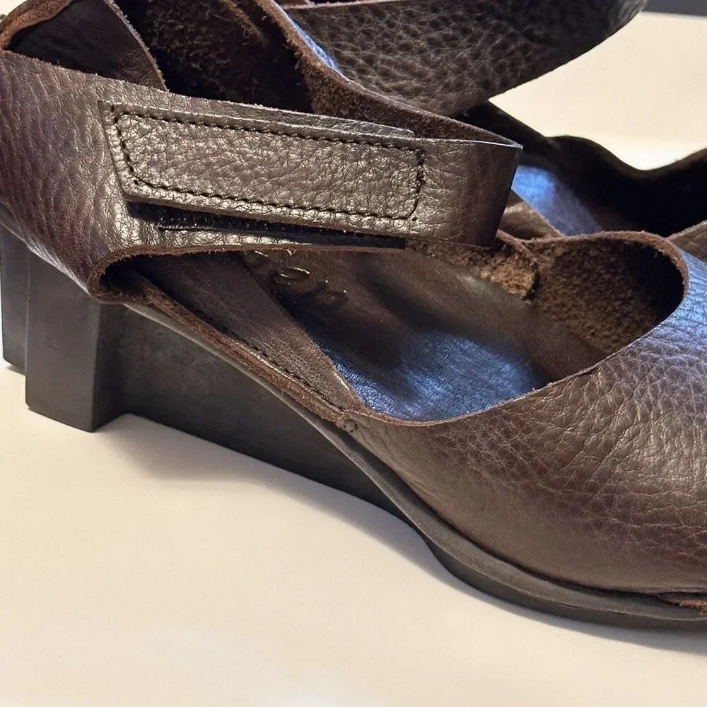 Trippen Germany Women's Brown Leather Edel Mary Jane Wedge EU 38 Lagenlook fairy